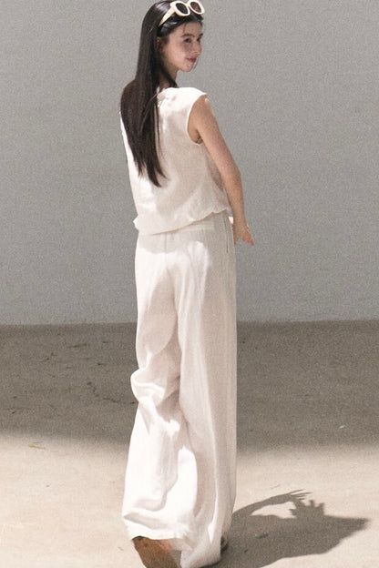 Lyocell Linen Wide-Leg Pants