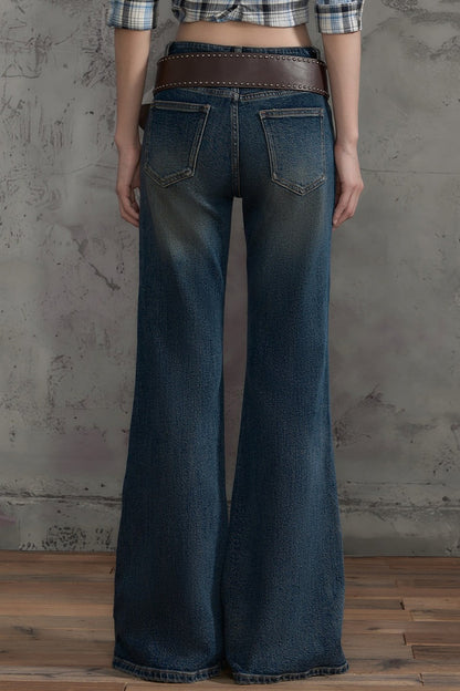 Retro Distressed Flared Pants