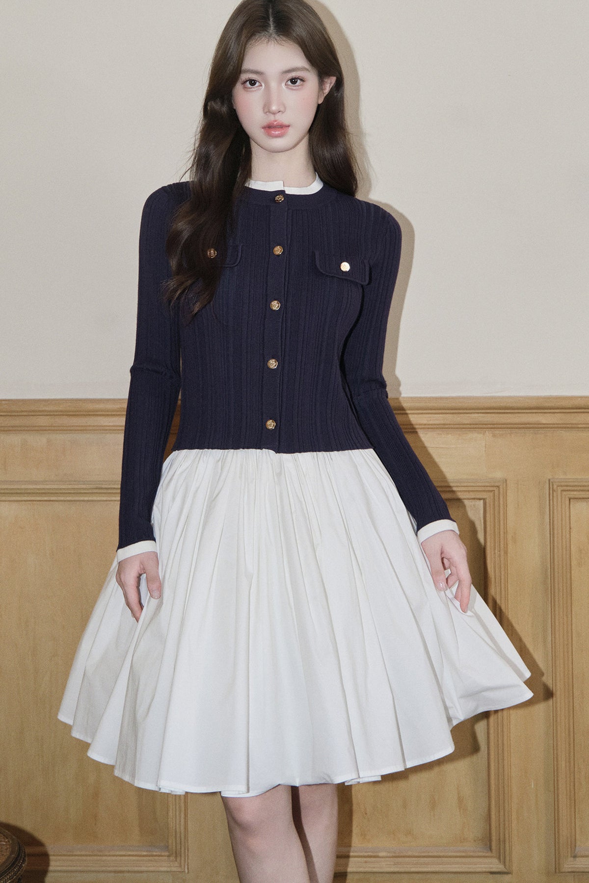 Pleated A-Line Midi Skirt