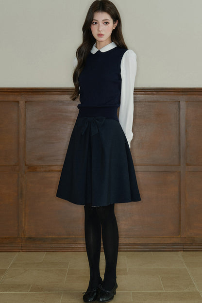 Layered Round Neck Knitted Sweater Vest