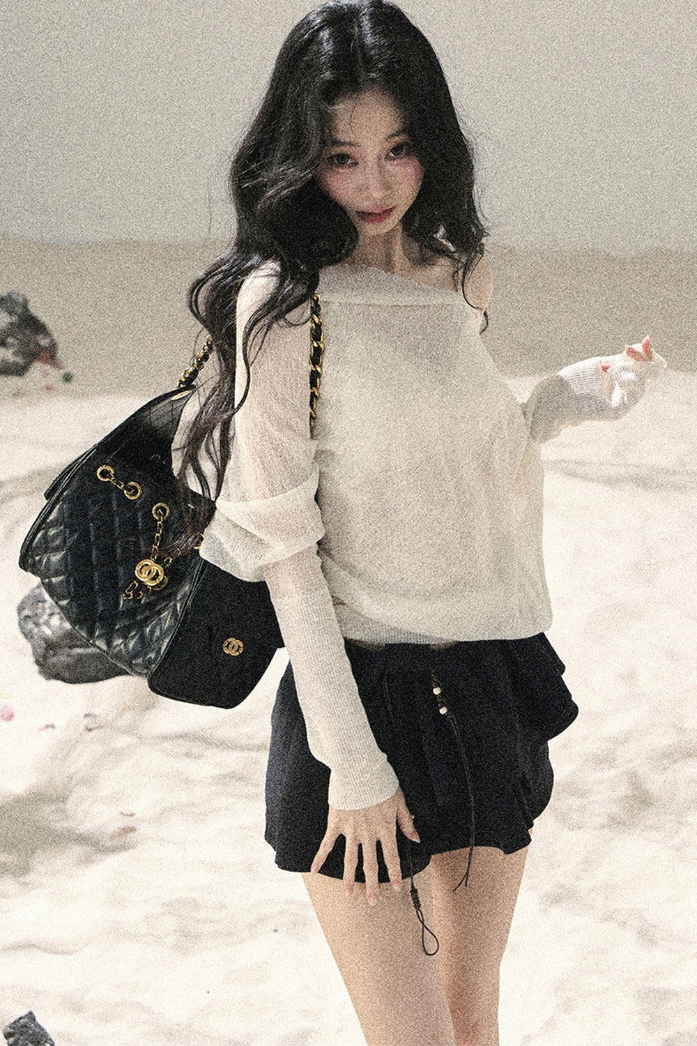 Conjunto de Top Hazy Mist Sin Hombros