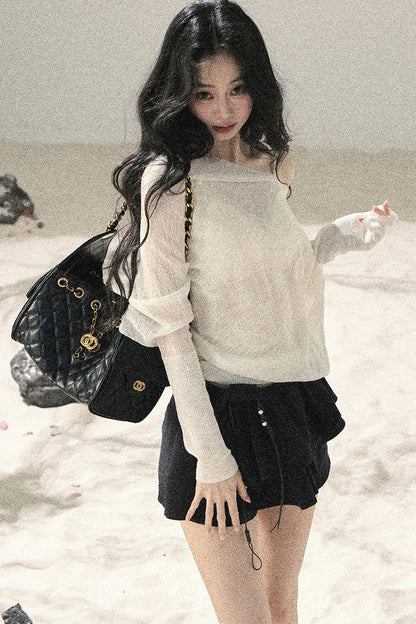 Conjunto de Top Hazy Mist Sin Hombros