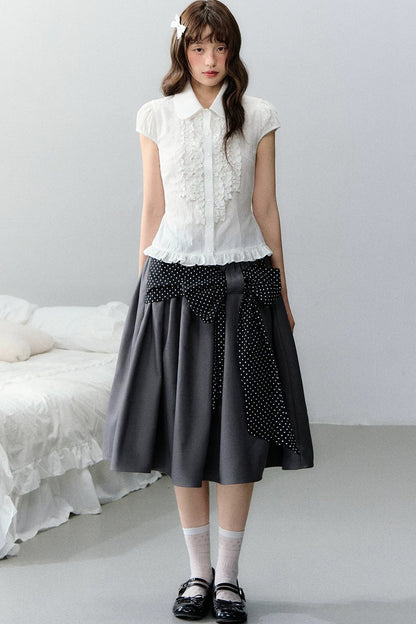 Polka Dot Retro Midi Skirt