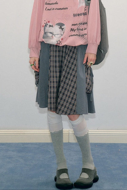 Retro Plaid Mid-Length Skirt
