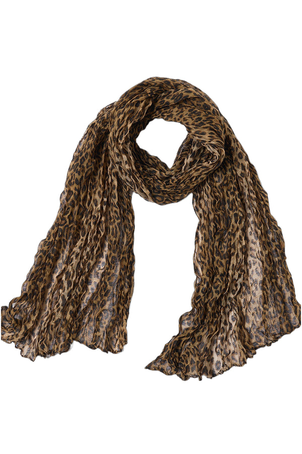 Leopard Print Irregular Pleated Scarf Shawl