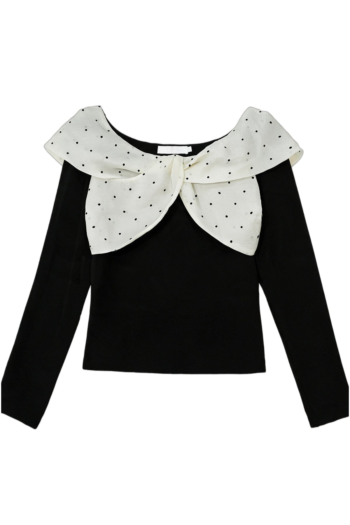 Polka Dot Bow Long-Sleeve Top