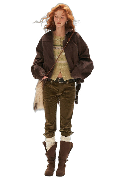 Imitation Horsehair Texture Silhouette Button Jacket