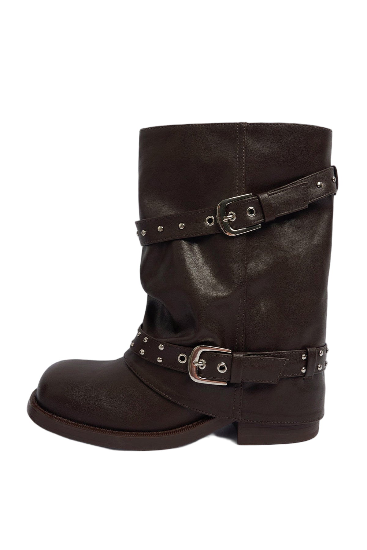 Thick-Soled Chunky Heel Slouchy Pants-Leg Boots