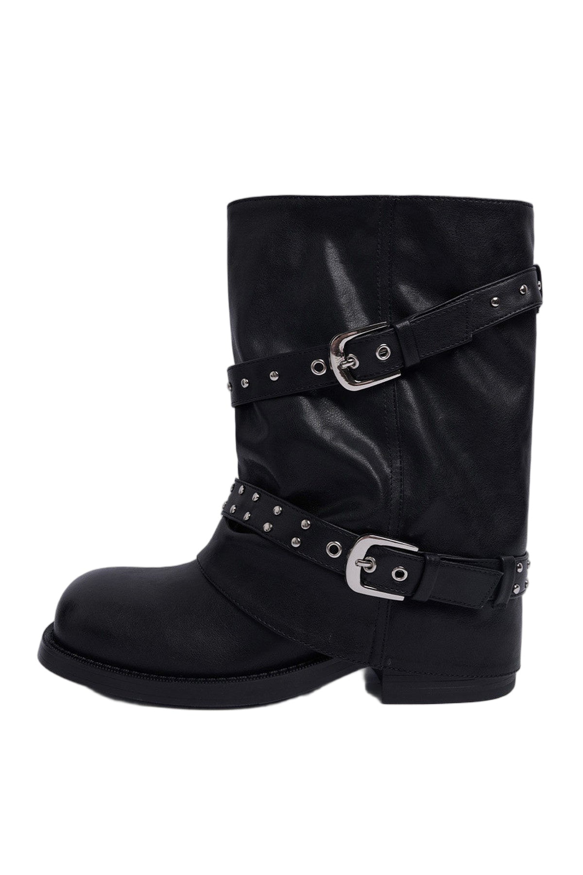 Thick-Soled Chunky Heel Slouchy Pants-Leg Boots