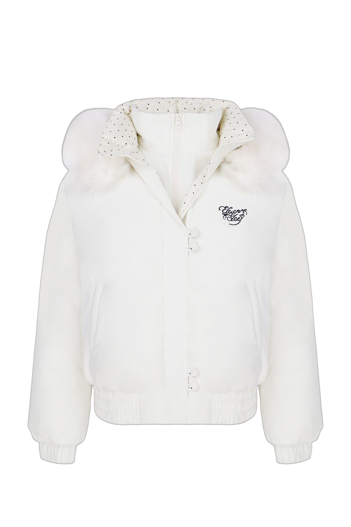 Short Polka Dot Hooded Cotton Jacket and Pants