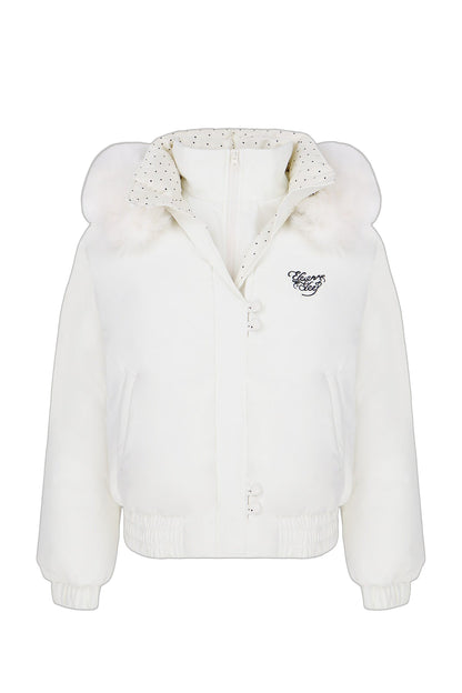 Short Polka Dot Hooded Cotton Jacket and Pants