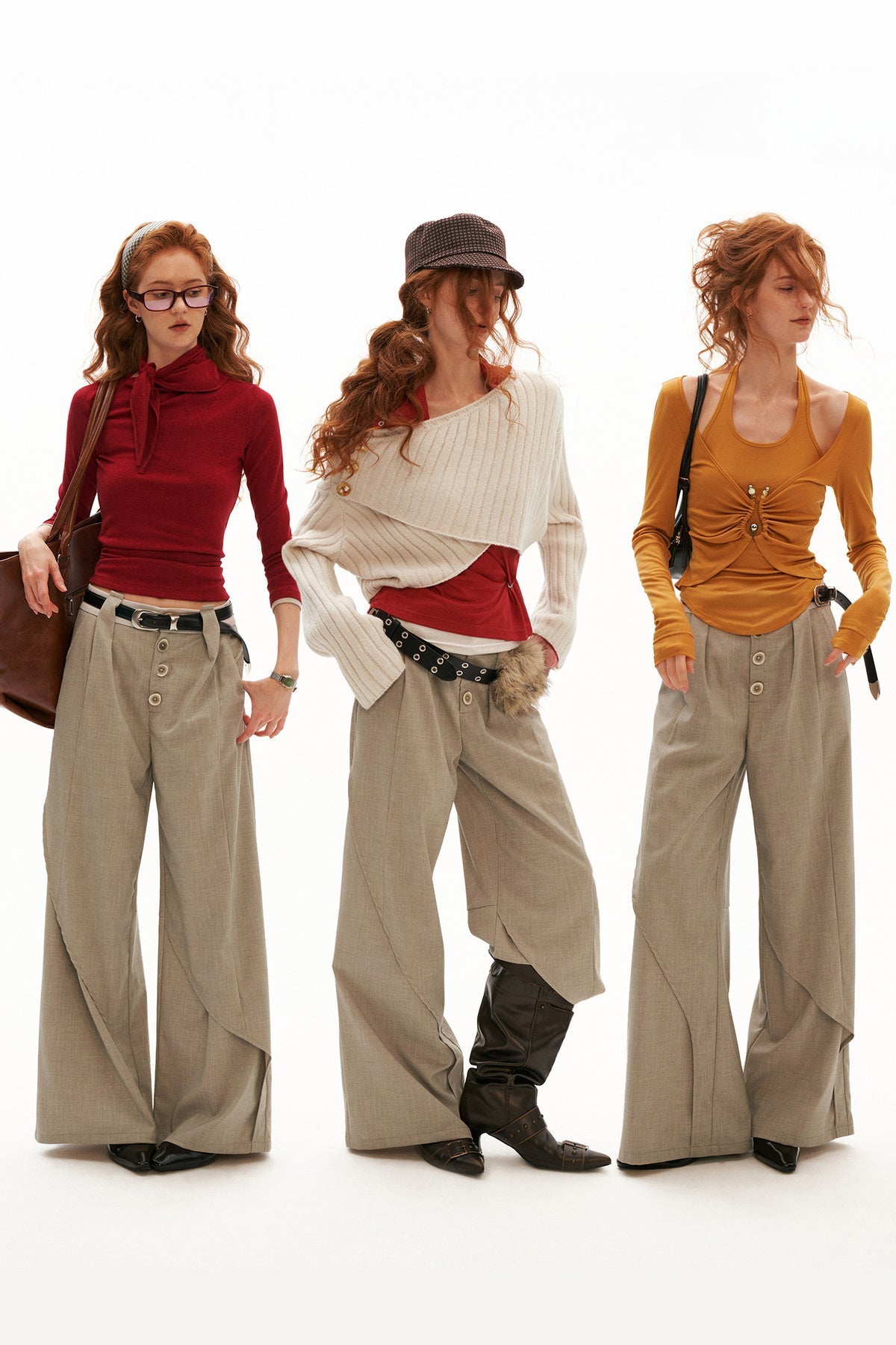 Linen Lyocell Spliced Waist Straight Pants