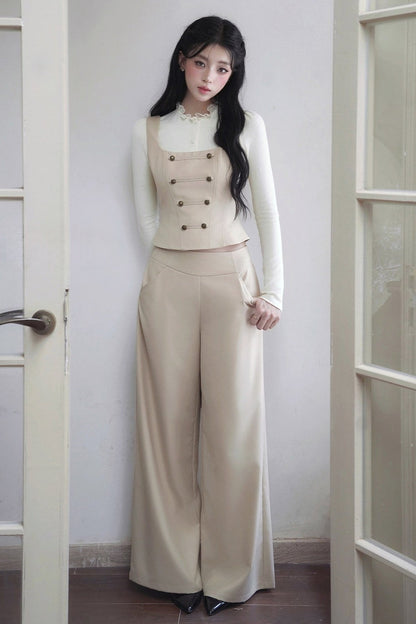 Knitted Top and High-Waisted Pants Set-Up