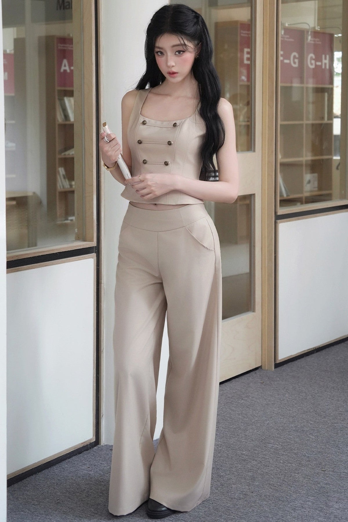 Straight Wide-Leg Pants