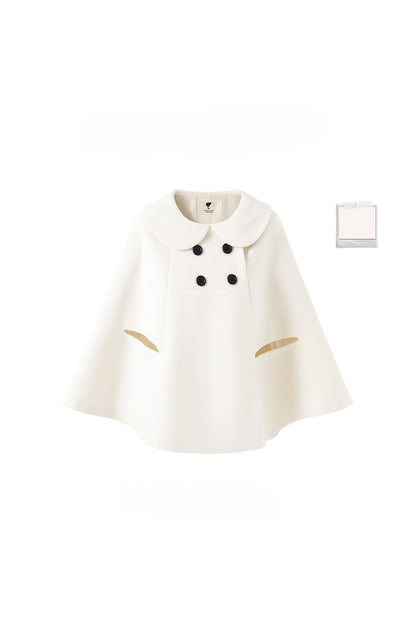 Manteau cape châle en laine croisé à col Claudine