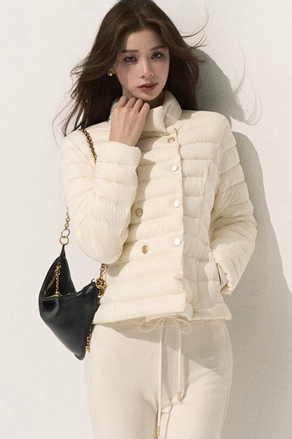 Ribbed Stand Collar Down Jacket