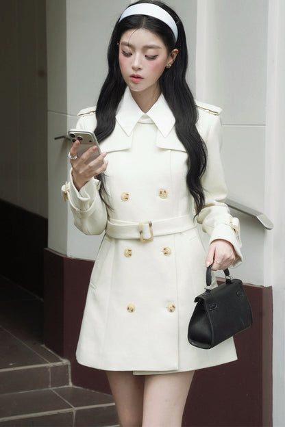 Mid-Length Double-Breasted Wool Coat