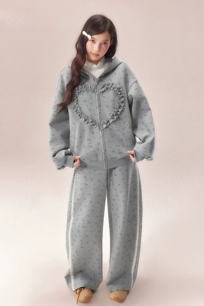 Floral Heart Hoodie and Scimitar Pants Set-Up