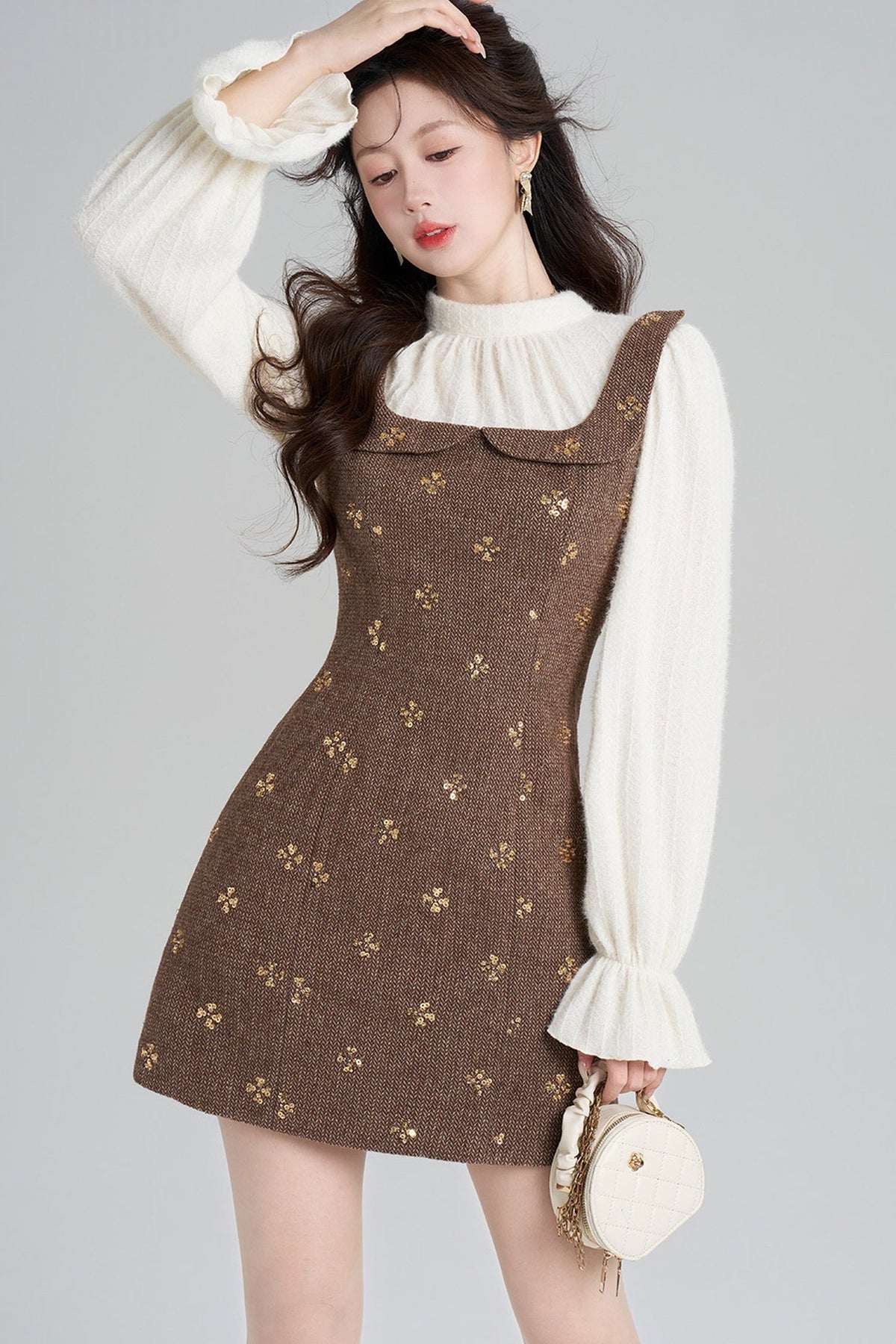 Sequin Patchwork Layered-Look Dress