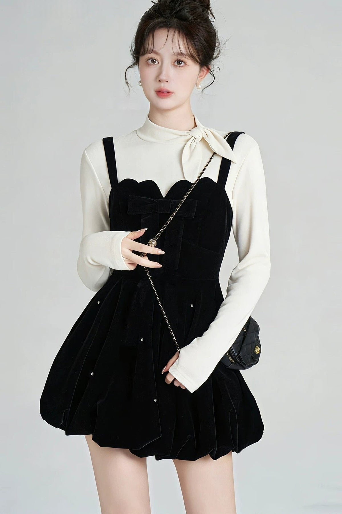 Beaded Velvet Dress and Top Set-Up