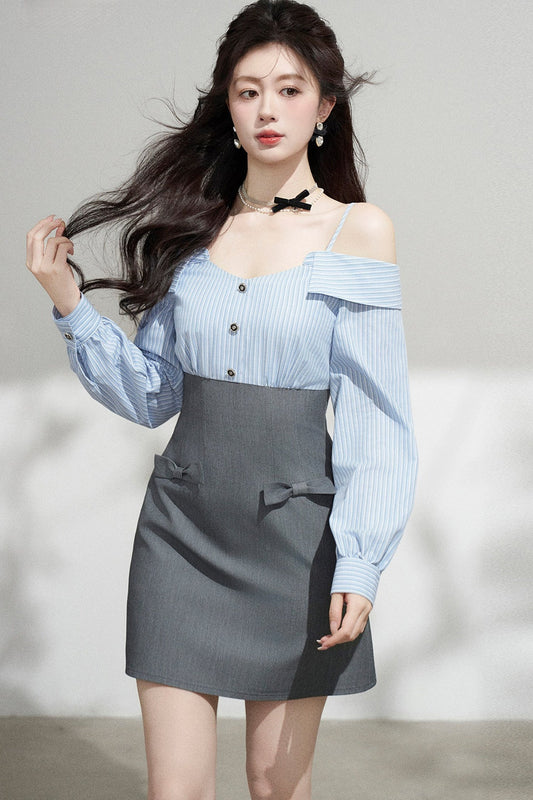 Striped Off-Shoulder Dress