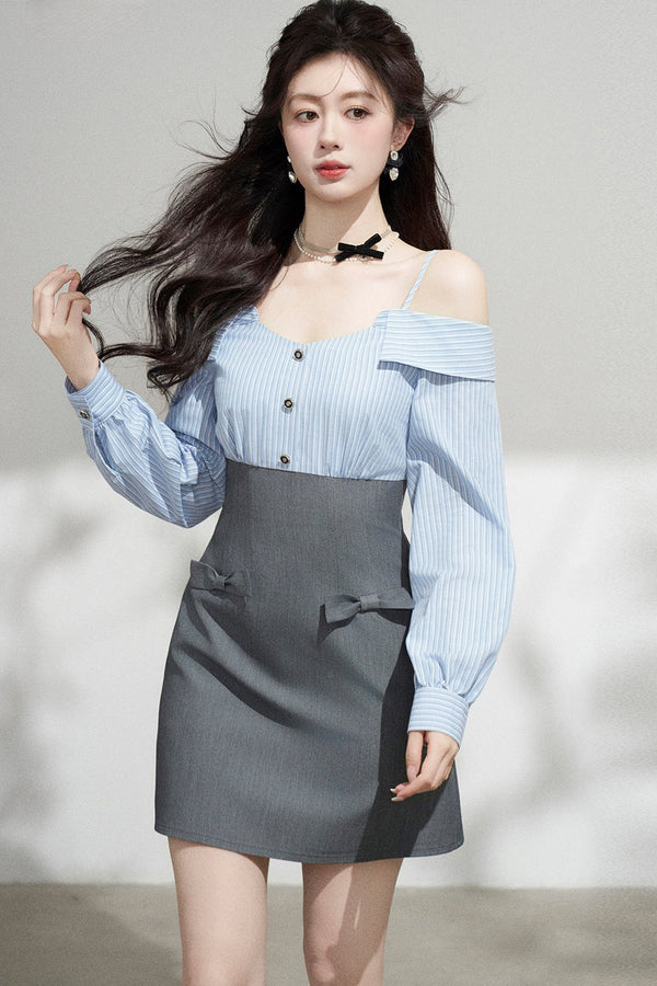Striped Off-Shoulder Dress