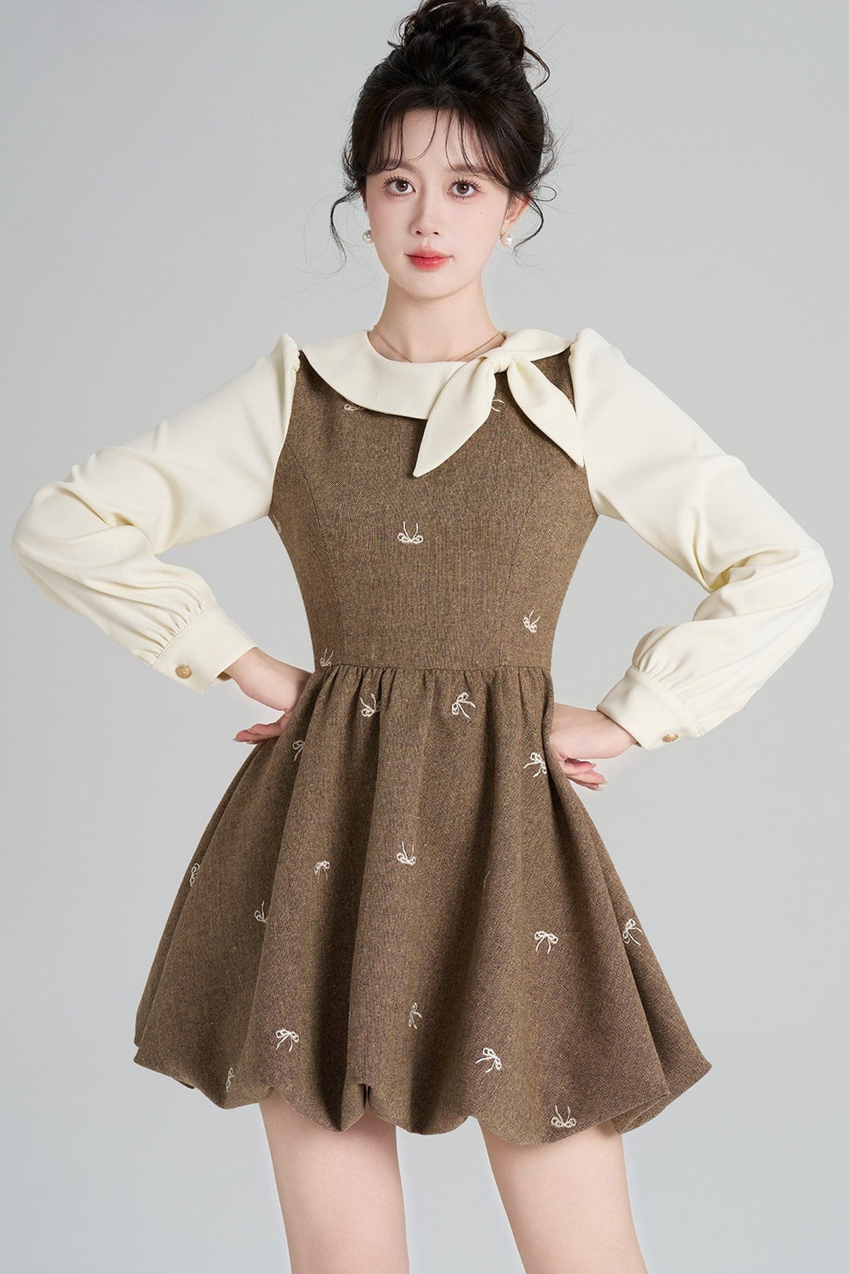 Layered-Look Floral Dress