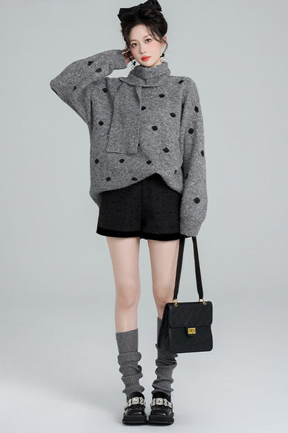 Polka Dot Loose Pullover Sweater