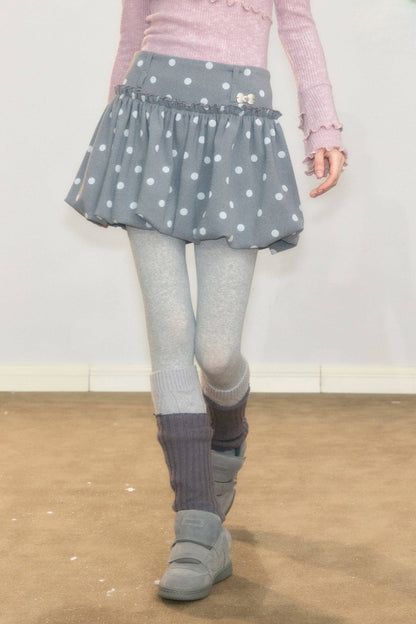 Gray Polka Dot Wool Skirt