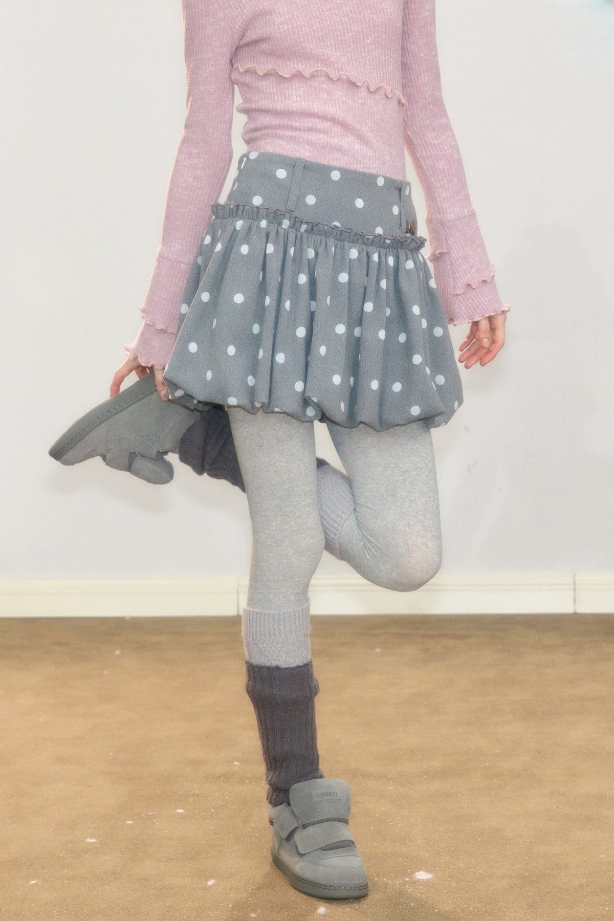 Gray Polka Dot Wool Skirt