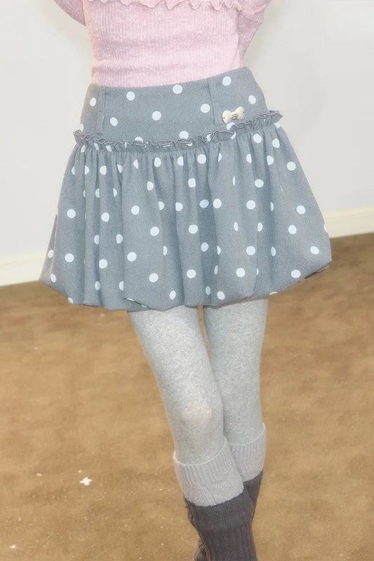 Gray Polka Dot Wool Skirt