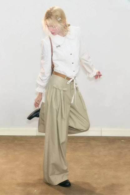 Tassel Doll Collar Short Shirt