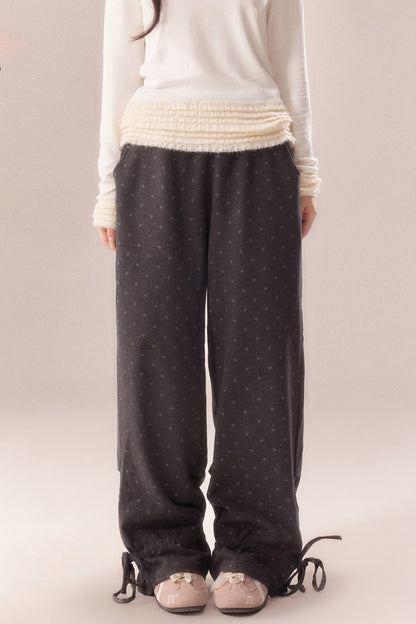 All-Over Clover Floral Wide-Leg Pants