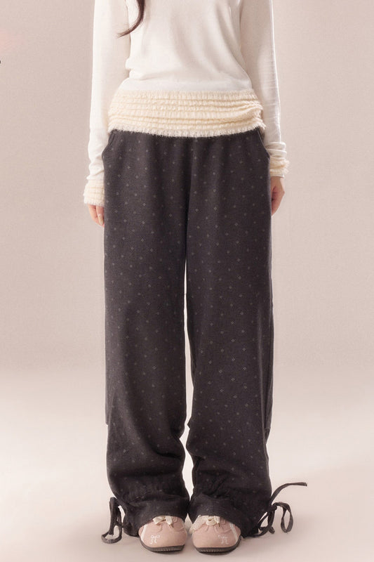 All-Over Clover Floral Wide-Leg Pants