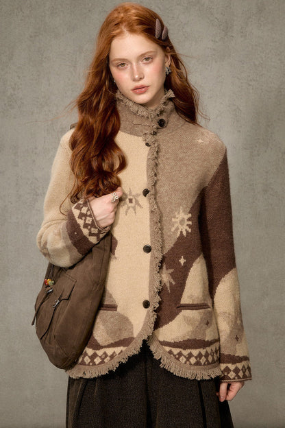Jacquard Knit Cardigan