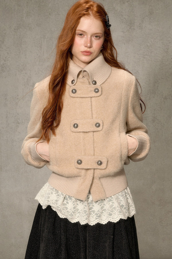High-Neck Layered-Look Jacket