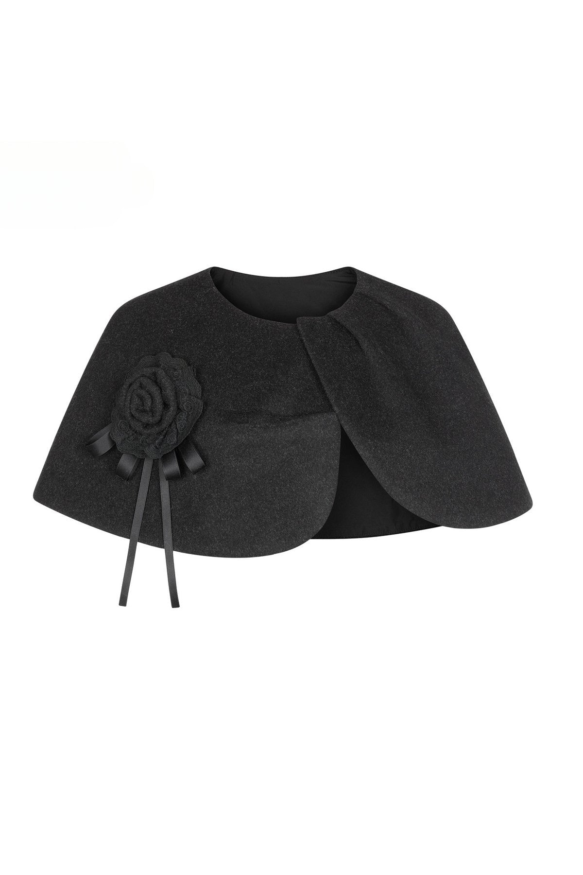 Floral Embroidered Long Woolen Cape Coat Set-Up