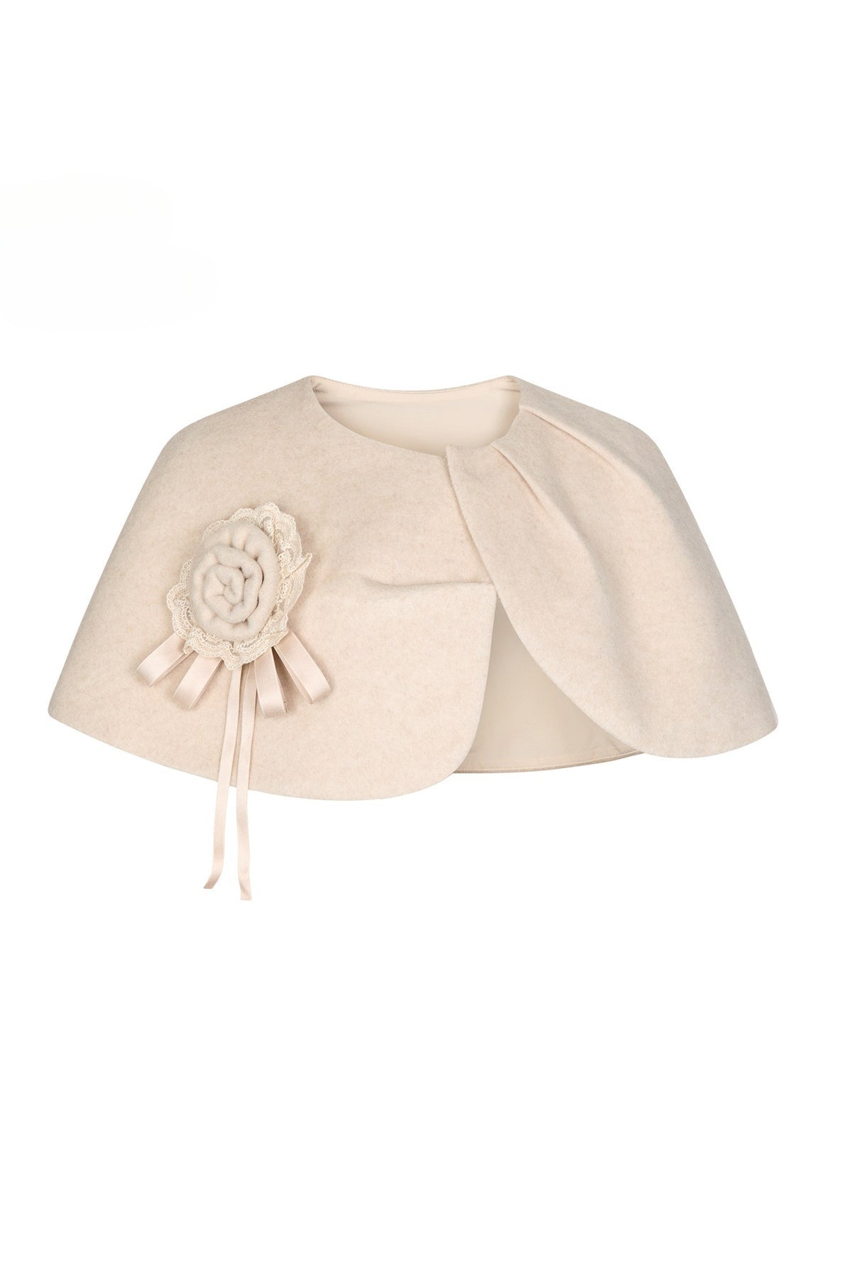 Floral Embroidered Long Woolen Cape Coat Set-Up