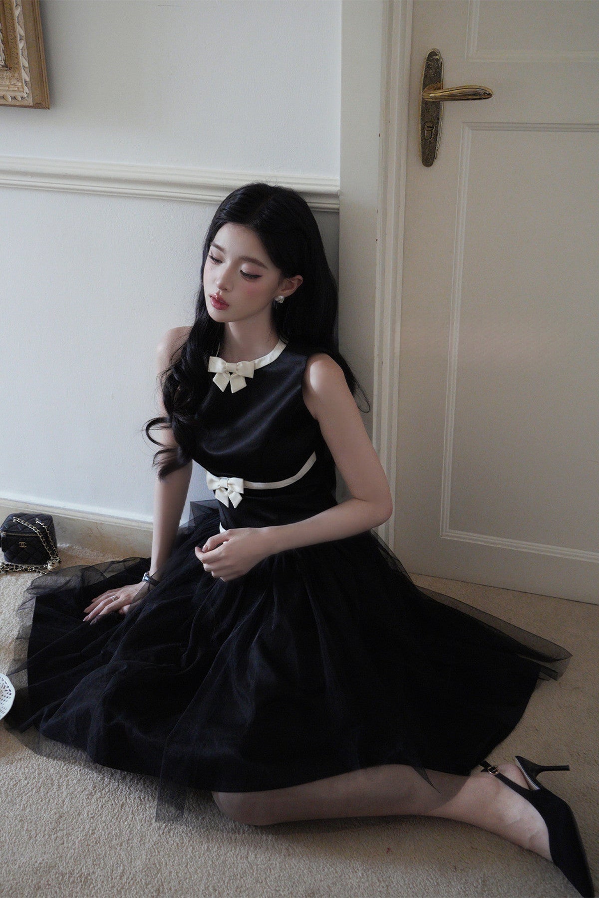 Sleeveless Bow A-Line Dress