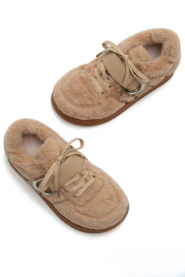 Thick-Soled Plush Furry Sneakers