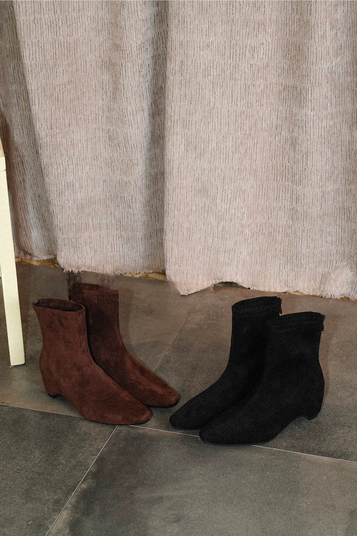 Chunky Heel Elastic Suede Ankle Boots