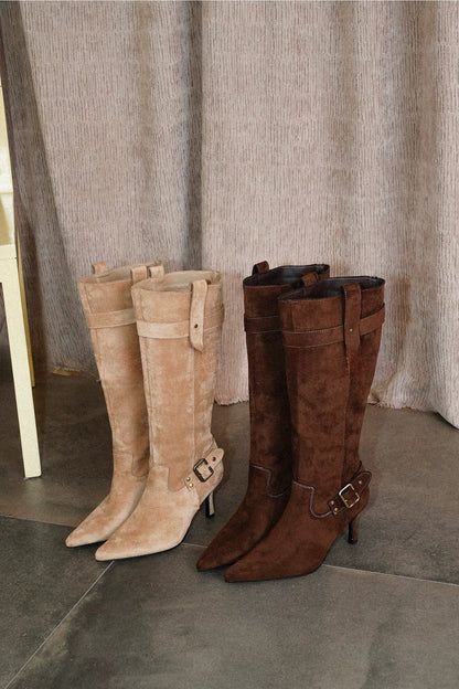 Suede Knee-High Boots