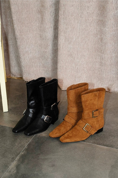 Faltbare Knight-Stiefel mit spitzer Zehenpartie und Absatz für mehr Höhe