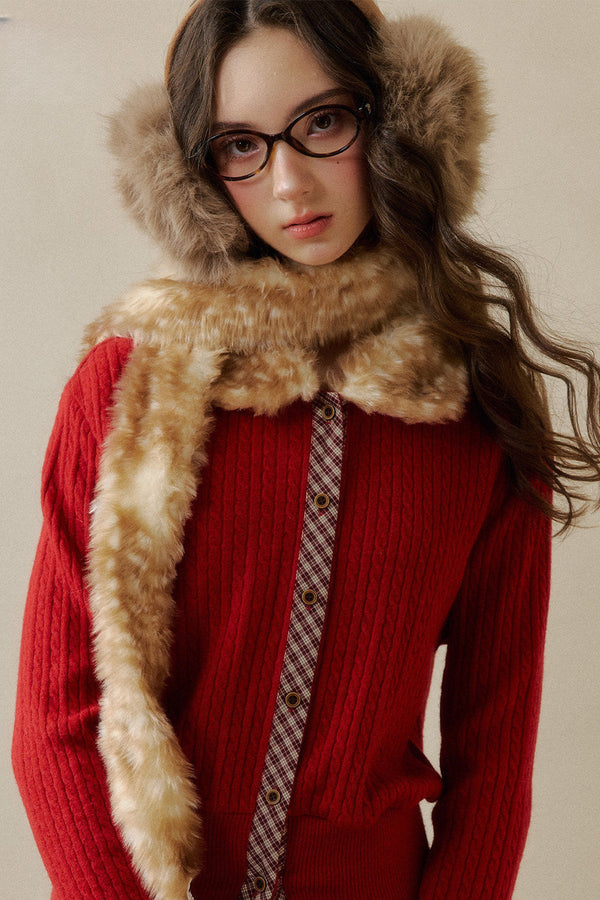 Fluffy Bambi Deer Faux Fur Scarf