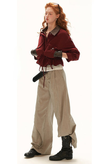 Textured Snowflake Velvet Leather Collar Jacket
