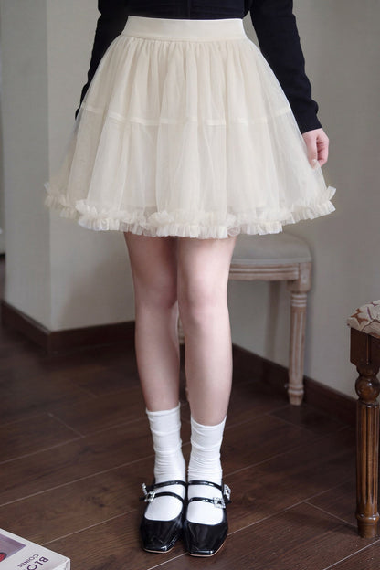 Ballet Style High-Waisted A-Line Tulle Skirt