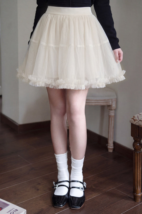 Ballet Style High-Waisted A-Line Tulle Skirt