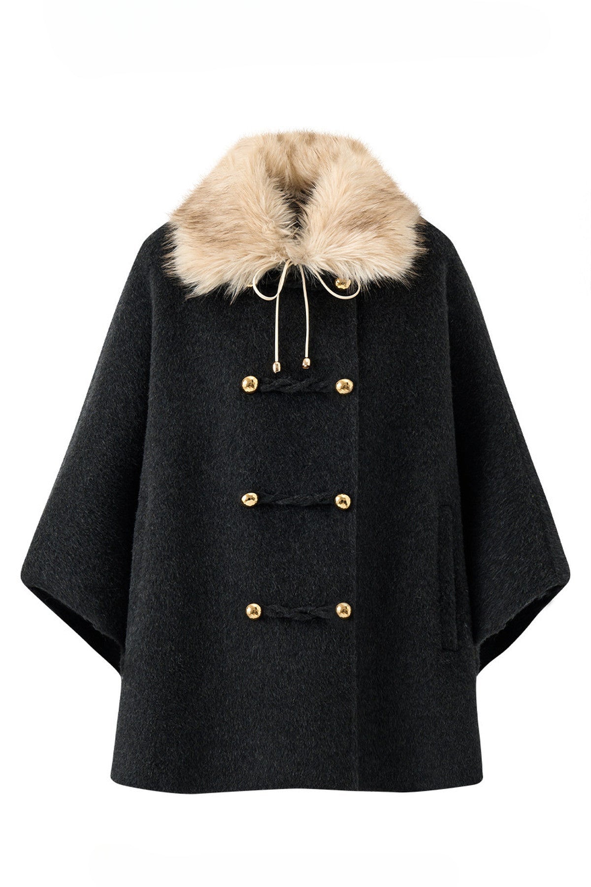 100% Wool Fox Fur Napoleon Cape