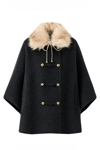 100% Wool Fox Fur Napoleon Cape