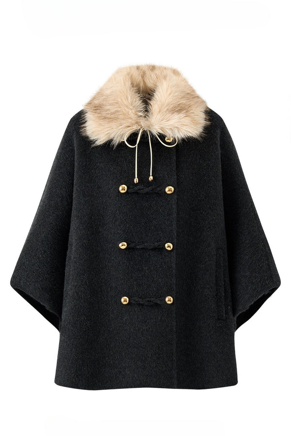 100% Wool Fox Fur Napoleon Cape